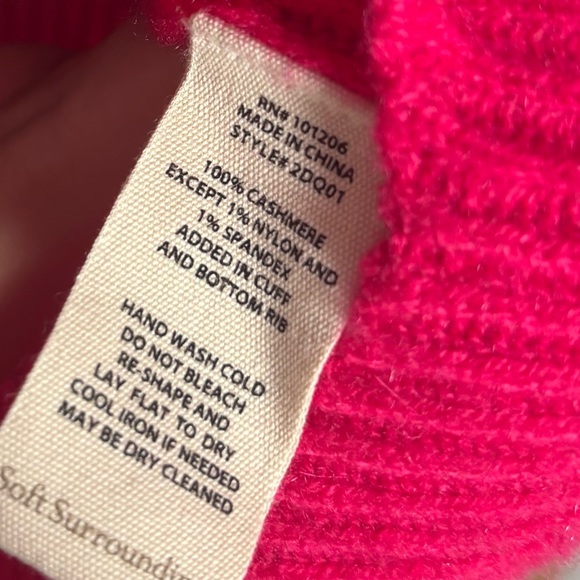 Soft Surroundings Calanthe Cashmere Pullover sweater Pink Fuschia Size Large - Picture 4 of 8